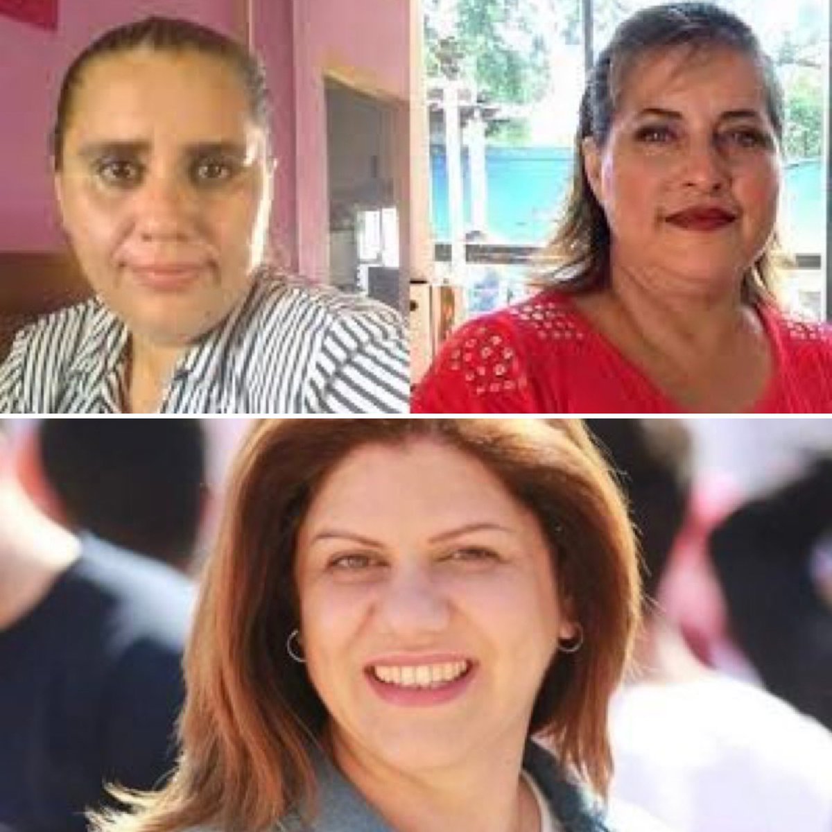 Las tres son mujeres, las tres son periodistas, las tres iban identificadas como tales, las tres han sido asesinadas en las últimas 48 horas y los crímenes de las tres quedarán seguramente impunes.

Yesenia Mollinedo y Sheila Johana García (México).
Shireen Abu Aqleh (Palestina).