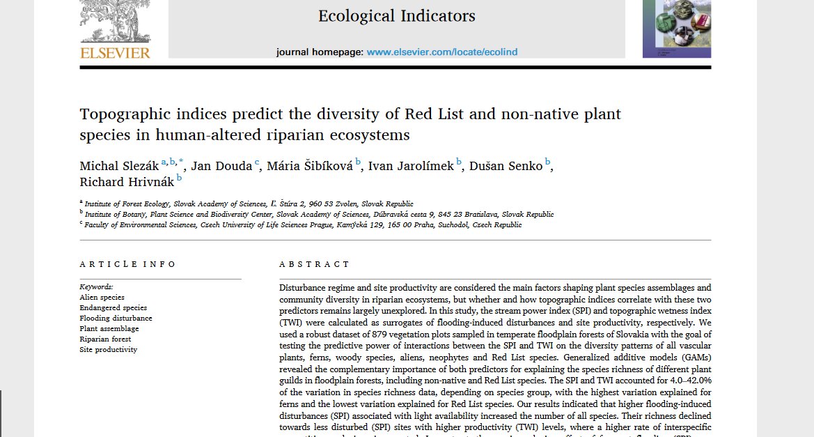 ca16208's tweet photo. Our fresh paper: Topographic indices predict the diversity of Red List and non-native plant species in human-altered riparian ecosystems https://t.co/fZhh4Wmb8N
