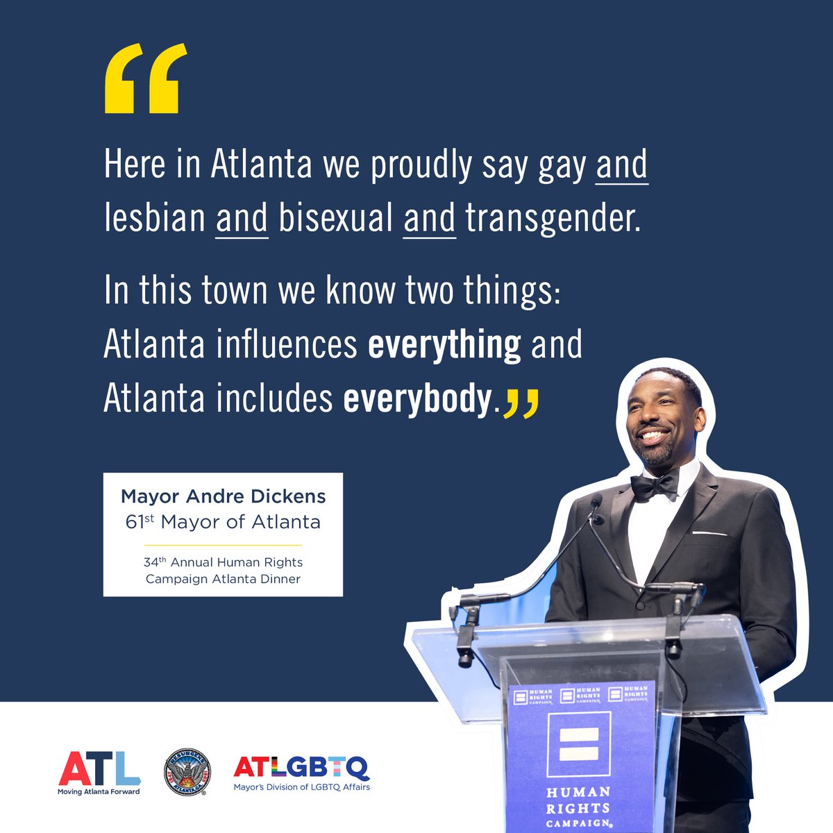COALGBTQ's tweet photo. Mayor @andreforatlanta was the opening speaker at the 34th Annual @HRC Atlanta Dinner.
Here is an excerpt from his remarks, inspired by our friends at @Aielife.
๐ณ๏ธโ๐๐ณ๏ธโโง๏ธ https://t.co/zLSyLFBJjT