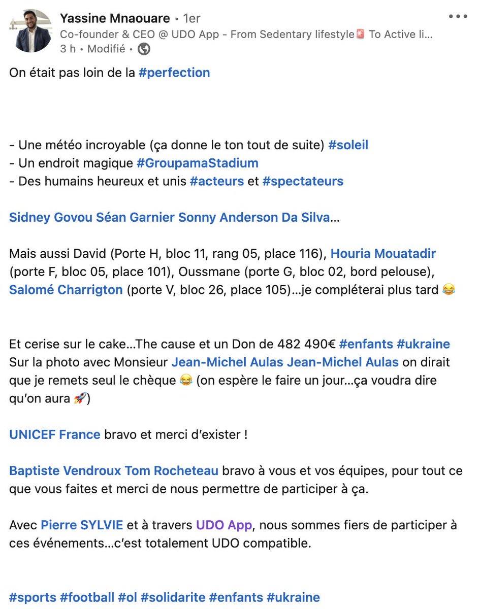 app_udo's tweet photo. Une soirée parfaite avec le #MatchDesHeros ! 😍

- Une météo incroyable 🌞
- Un endroit magique #GroupamaStadium
- Des humains heureux et unis #acteurs et #spectateurs

Et 🍒 sur le 🎂…The cause et un Don de 482 490€ pour les #enfants #ukraine

#sports #football #ol #solidarite https://t.co/Y9MSDhBD1V