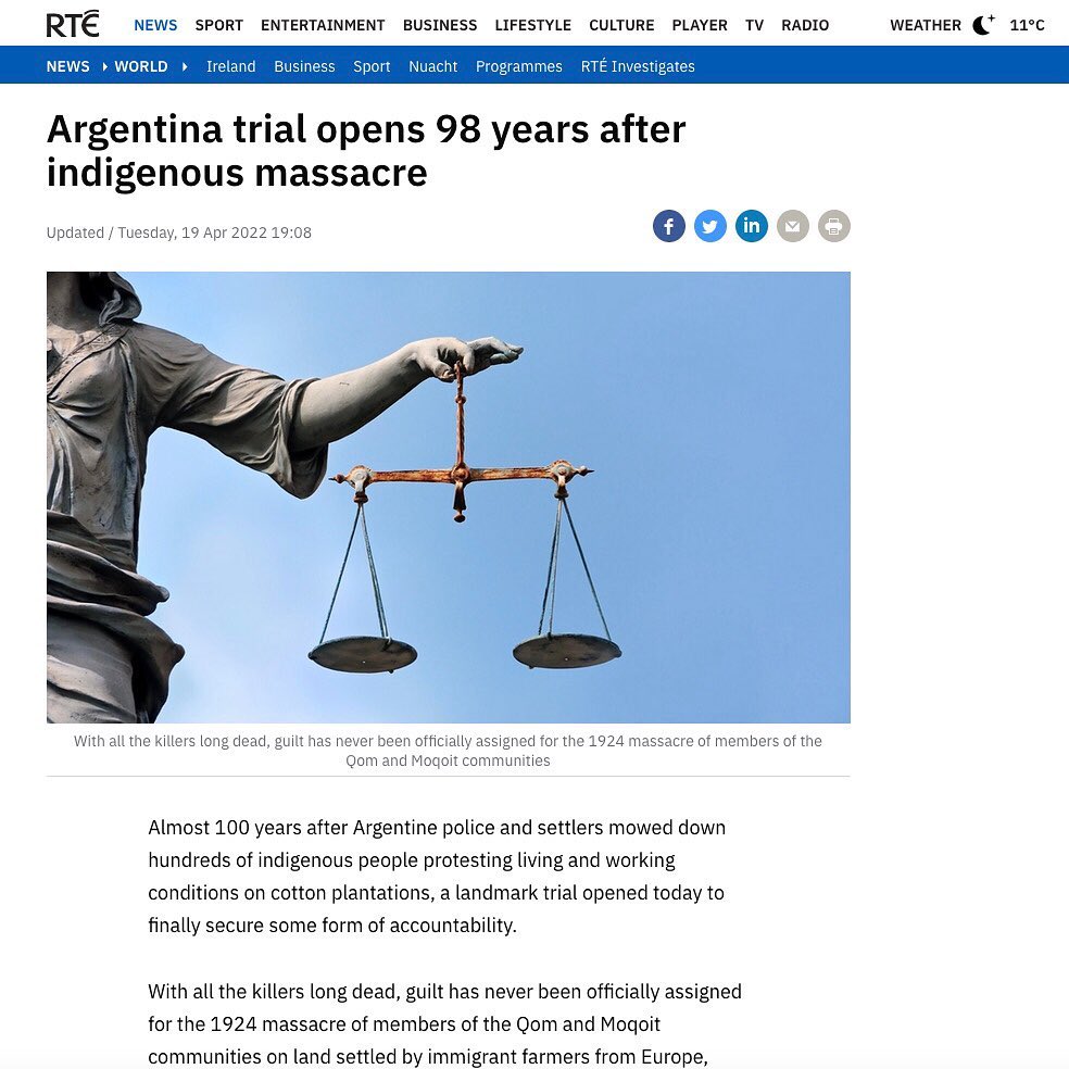originariosAR's tweet photo. El Juicio por la verdad de la Masacre de Napalpí en la prensa del mundo

https://t.co/b8ooyklZdb 

#JuicioPorLaVerdad #MasacreDeNapalpi #GenocidioIndigena #DelitoDeLesaHumanidad #Moqoit #Qom #FundacionNapalpi #PueblosOriginarios #ComunicacionConIdentidad #originariosAR https://t.co/0x7bZ7OoGp
