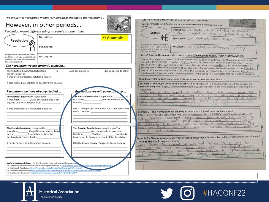 historysuperfan's tweet photo. On Saturday I am really excited to be presenting at #haconf22 about how we've integrated substantive concepts across our curriculum! I will be sharing the ways we have developed our thinking since my original blogpost https://t.co/zxp9dhIUwe https://t.co/HOdeVXVuy1