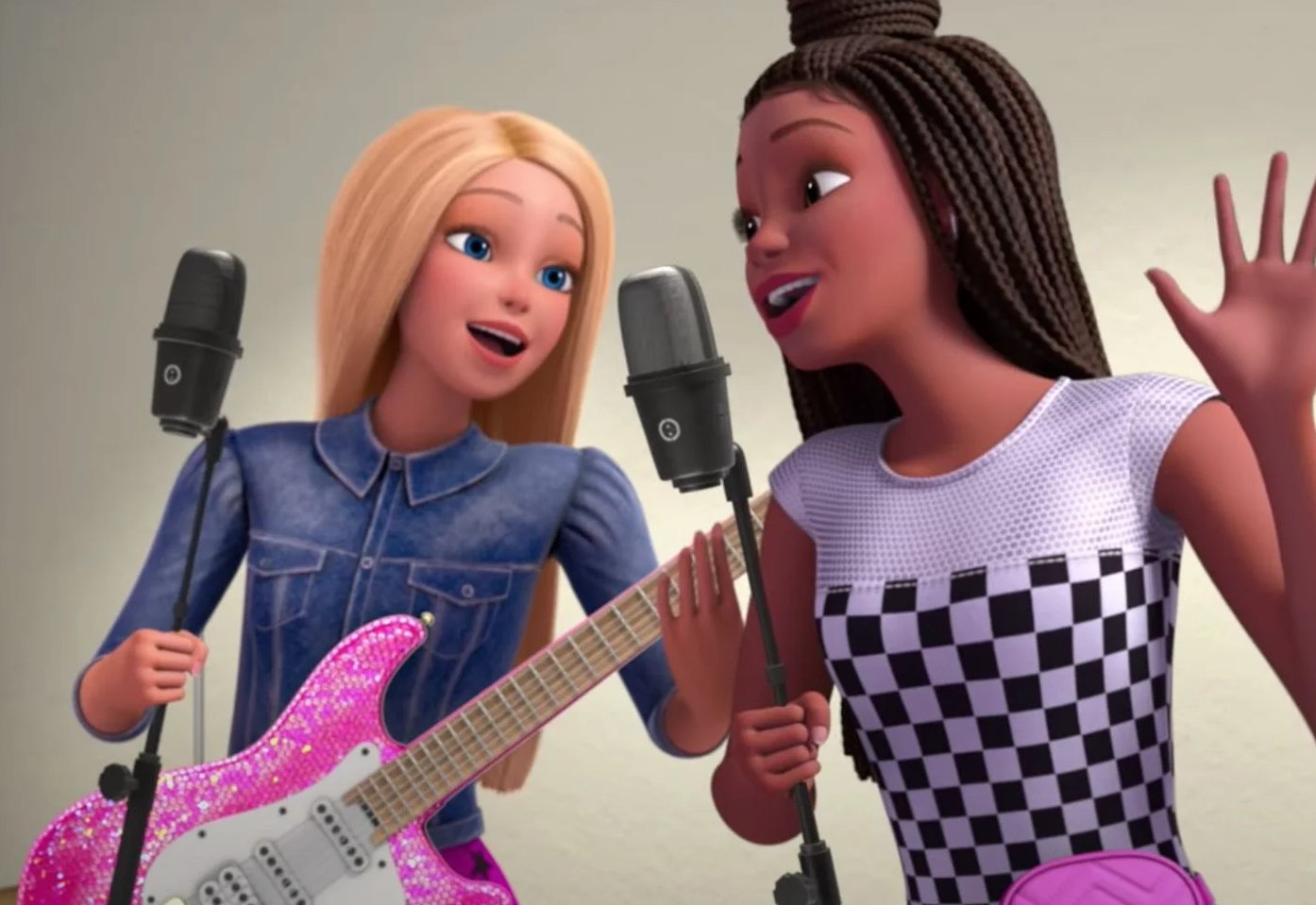 Barbie (aka "Malibu") and Barbie (aka "Brooklyn") singing together from Barbie It Takes Two