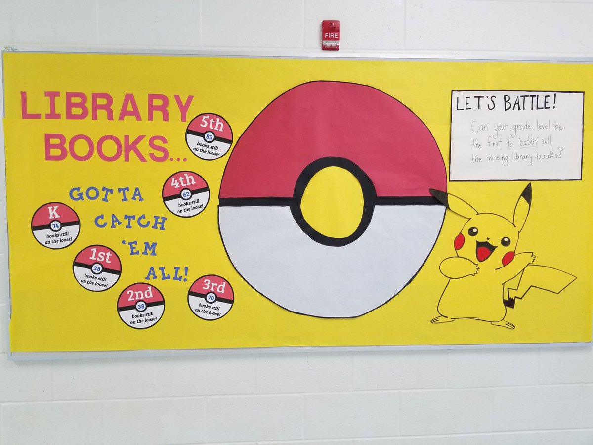 mrsbrandyhudson's tweet photo. We gotta catch 'em all, y'all! #returnyourlibrarybooks #pokebookbattle @PokemonGoApp @Pokemon https://t.co/KCLT5FQqlt