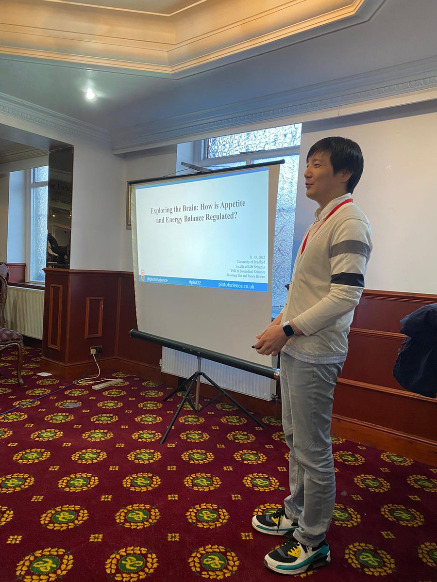 Mohammed Salih (@biomedsalih) on Twitter photo PhD researcher Haesung yun <a href="/UniofBradford/">University of Bradford</a> giving talk <a href="/pintofscience/">Pint of Science UK</a> in Bradford about Exploring the Brain: How is Appetite and Energy Balance Regulated? <a href="/gi_helfer/">Dr Gisela Helfer</a> <a href="/RWilliamsonLab/">Ritchie Williamson</a>
#pint22 PhD researcher Haesung yun <a href="/UniofBradford/">University of Bradford</a> giving talk <a href="/pintofscience/">Pint of Science UK</a> in Bradford about Exploring the Brain: How is Appetite and Energy Balance Regulated? <a href="/gi_helfer/">Dr Gisela Helfer</a> <a href="/RWilliamsonLab/">Ritchie Williamson</a>
#pint22