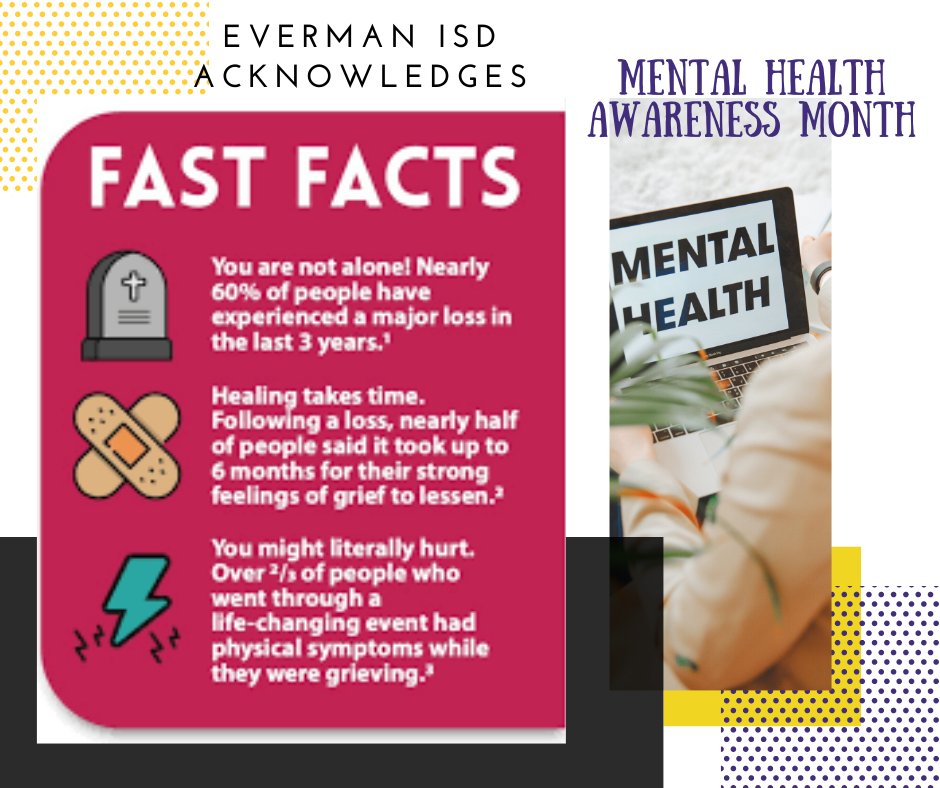 EvermanISD's tweet photo. May is Mental Health Awareness Month!!! #evermanstrong #movingbeyondlimits #mentalhealth https://t.co/BneiwNNQUP