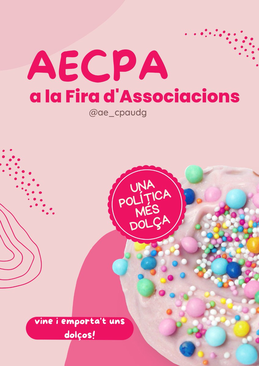 ae_cpaudg's tweet photo. Demà matí teniu una cita amb la #FiradAssociacions que organitza @estudiantsudg 🤘

I nosaltres participem amb una parada molt dolça🍬🍭

T'hi esperem! https://t.co/Xh294LyyUb