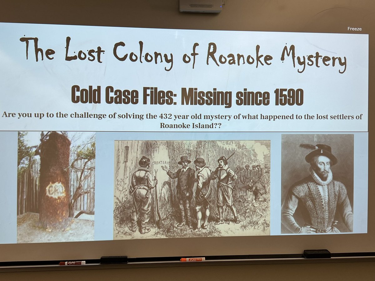 MrsDarlingRBMS's tweet photo. 7th Grade Social Studies Ss trying to figure out what happened to the lost colonists of Roanoke Island! 🔎 #bestself @rbmsBerry @rbmsROCKETS https://t.co/dKTPI2VB0I