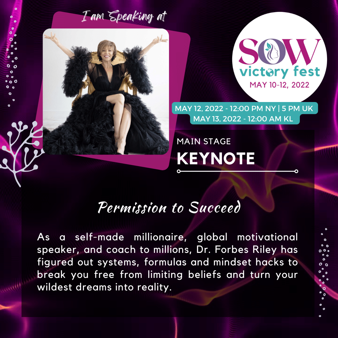 SOW_victory's tweet photo. Forbes Riley speaks about how women truly have the permission to succeed in their own way. Join her session to hear.
Thursday, May 12, 2022.
#sowvictoryfest #sowvictoryfest2022 #sheisvictorious https://t.co/4zpbnjVf7G https://t.co/TdTqNEfRKO