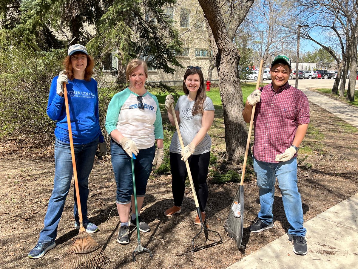 It was the U of R's Campus Beautification Day and we did our part to rake and pick up sticks and garbage. A big thank you to Yvonne, Angela, Michayla and Brian - the Luther College clean up crew!