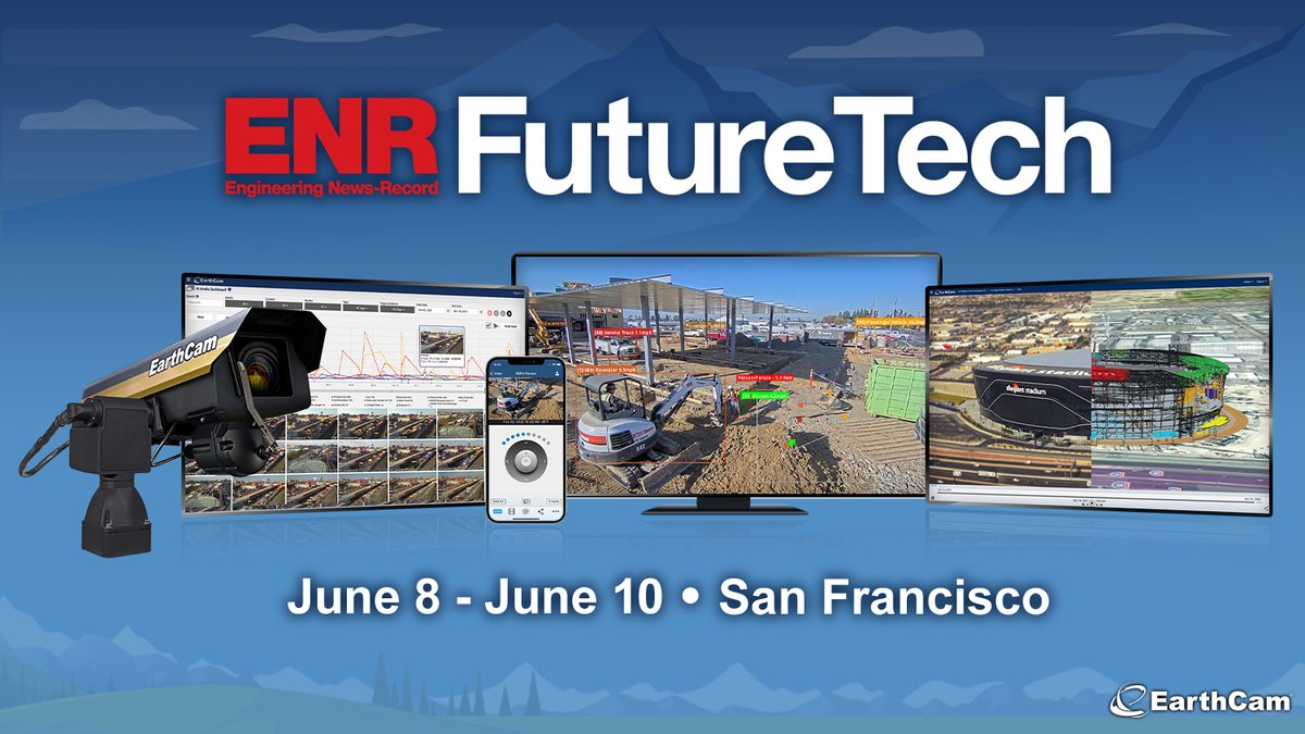 EarthCam's tweet image. We&apos;re less than a month away until #ENRFutureTech! If you&apos;ll be there, let&apos;s set up a meeting. See you in San Fran! 👋🌐🏗️ earthcam.net/futuretech/