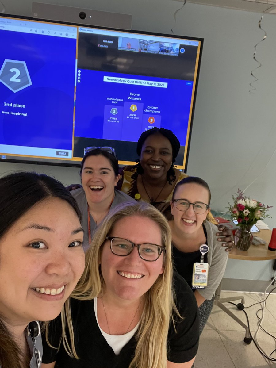 UVaNICU's tweet photo. For the 2nd year in a row, our top-notch fellows made the podium in the annual ONTPD Neonatology Kahoot Quiz bowl! Well done!! #neoTwitter @NeoTECaN https://t.co/0YlxEuTcvA