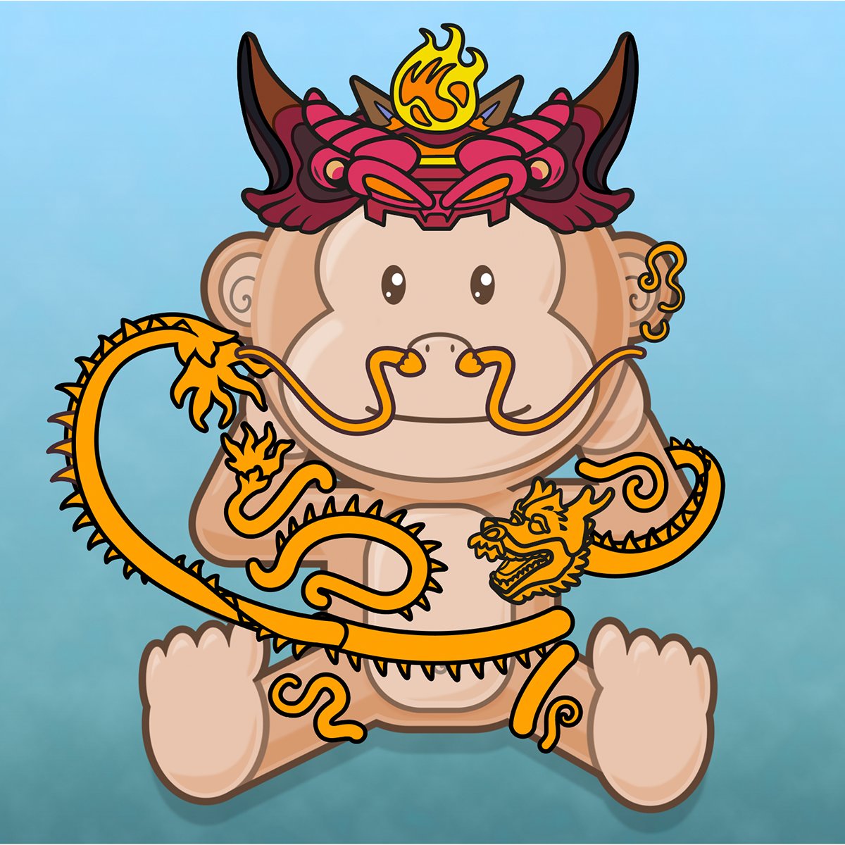 crypto_foude's tweet photo. The stages of designing the Golden Dragon Lord set for 
@KevinTheMonkey . Sketch, draw and shade. https://t.co/H7QQUNRfVD