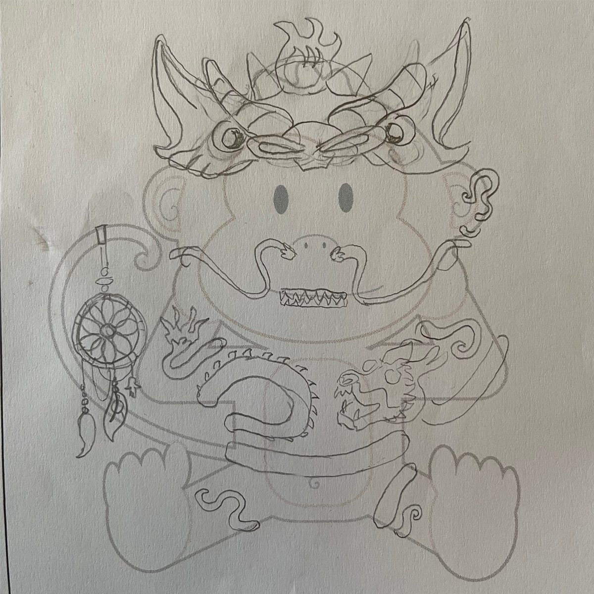 crypto_foude's tweet photo. The stages of designing the Golden Dragon Lord set for 
@KevinTheMonkey . Sketch, draw and shade. https://t.co/H7QQUNRfVD