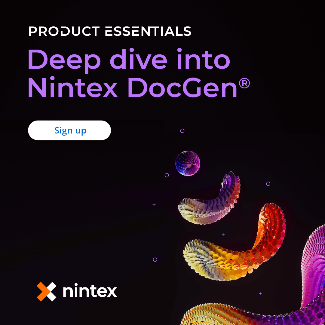 Don’t let the manual creation of critical documents slow your business down. Learn how #NintexDocGen️ equips teams to instantly build and share documents with just a few clicks from directly within Salesforce or Office 365. Join us on May 26 at 10am PT. bit.ly/3J04XDI
