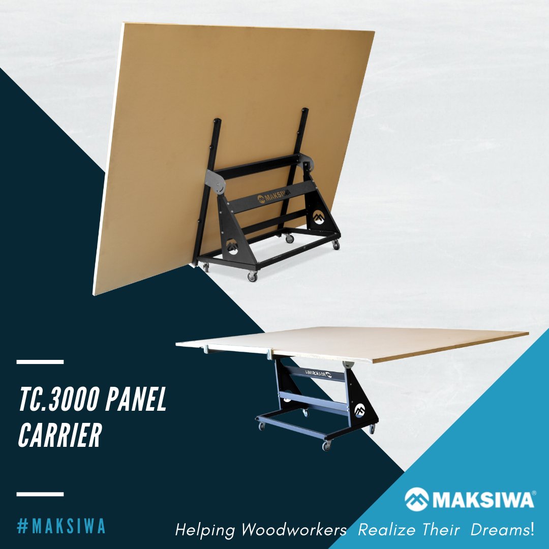 MaksiwaU's tweet image. The TC.3000 Panel carrier was made to assist the day-to-day tasks of the demanding woodworker. Designed to last, the metal structure and 4 wheels allows anyone to easily carry 2 full sheets of wood at once.  #maksiwa #woodworking