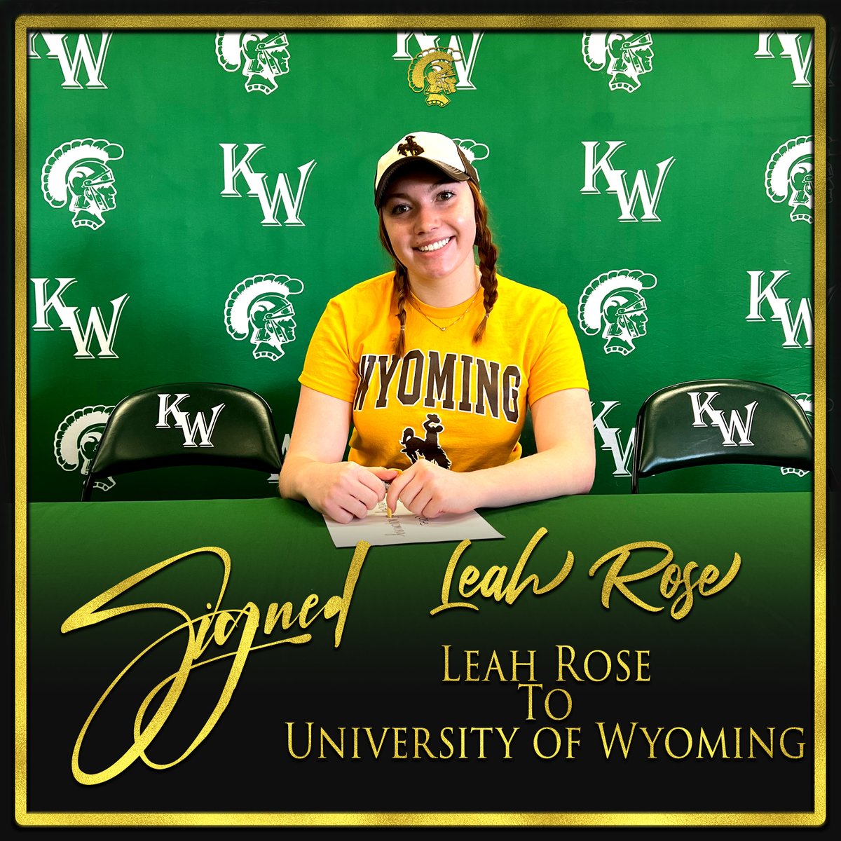 KellyWalshHS's tweet photo. Today, The Kelly Walsh Band (#BestBandInTheLand) had a signing event.  All day we'll be recognizing the students who are continuing their music career at the next level.  Congratulations, Leah, We're proud you're a Trojan! #WEareKellyWalsh https://t.co/gCjsI8g5qv
