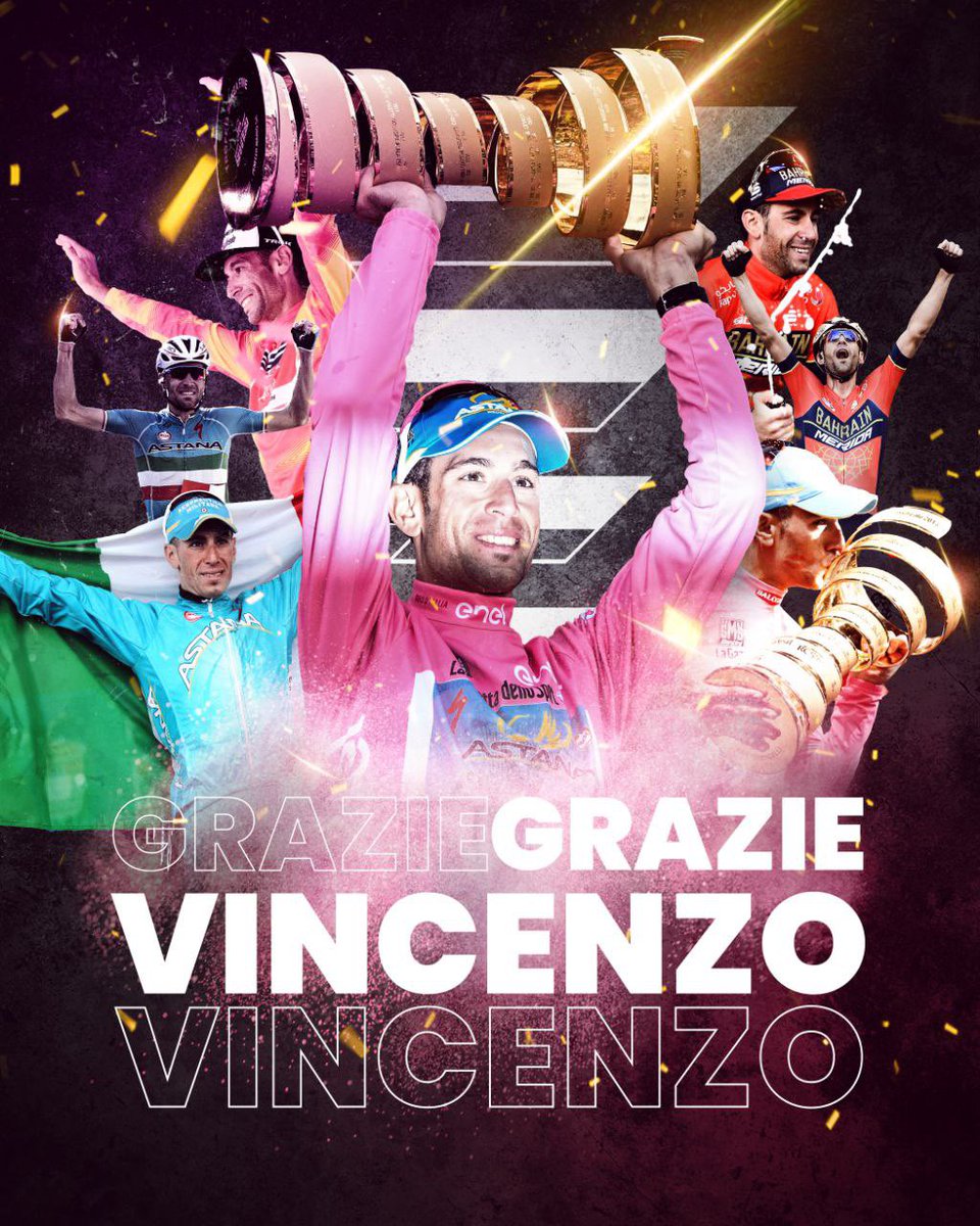 giroditalia's tweet photo. 🦈 We would wish for champions to never retire. We would like them to ride forever and set the roads on fire. @vincenzonibali has had so much from cycling, but has given even more. The Shark, a legend. Grazie Vincenzo! 

#Giro https://t.co/mb0zZveZE5
