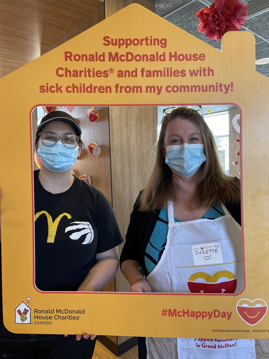 StrongSuzette's tweet photo. Shout out to Victoria for working the drive thru with me at Main St. Stouffville on McHappy Day in support of @MSHospital Ronald McDonald Family Room #townofws #McHappyDay2022 https://t.co/VprVmCRNFc