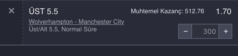 Canlı bahis
Wolwerhampton Man city 5.5 üst 1.70 

#Rolling #bahis #kasa #iddaa #canlıbahis #won