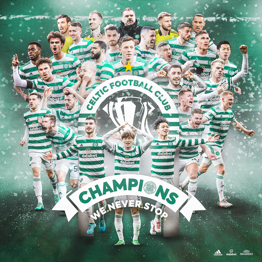 🎶 𝙏𝙃𝙀𝙎𝙀 𝘼𝙍𝙀 𝙏𝙃𝙀 𝘾𝙃𝘼𝙈𝙋𝙄𝙊𝙉𝙎! 🎶 Celtic Football Club are the 2021/22 #cinchPrem Champions! 🏆🍀 Congratulations to Ange and the Bhoys! 💚👏 #CelticFC 🤝 #UCL