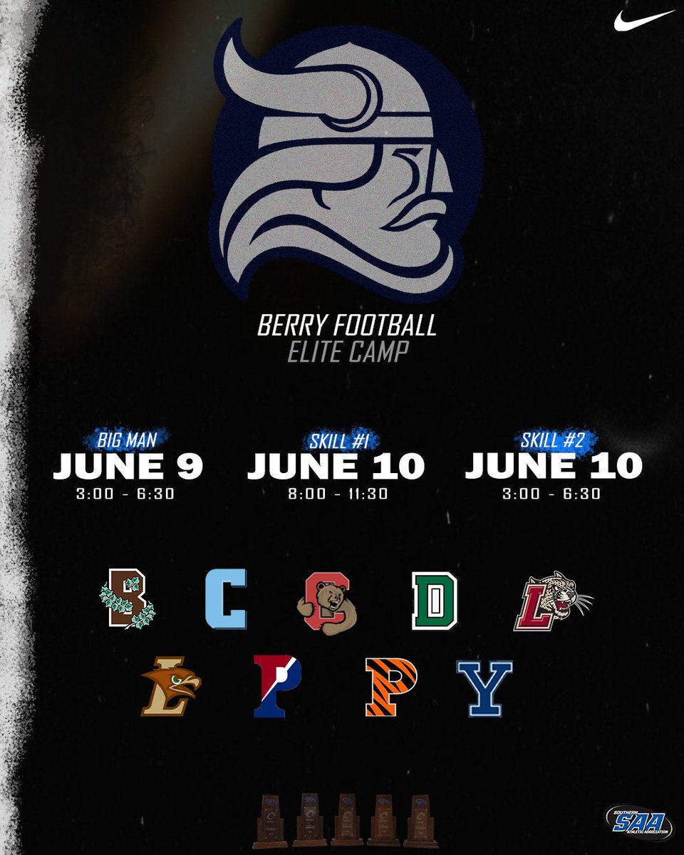 Less than a month away from our Elite Camp. Registration is now open! 

berryfootballcamps.com 

#KeepClimbing