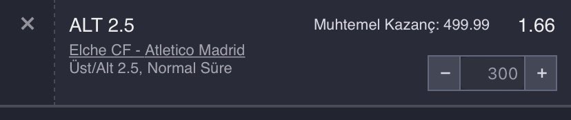 Canlı bahis 
Elche Atletico madrid 2.5 alt 1.64 

#Rolling #bahis #kasa #iddaa #canlıbahis #won