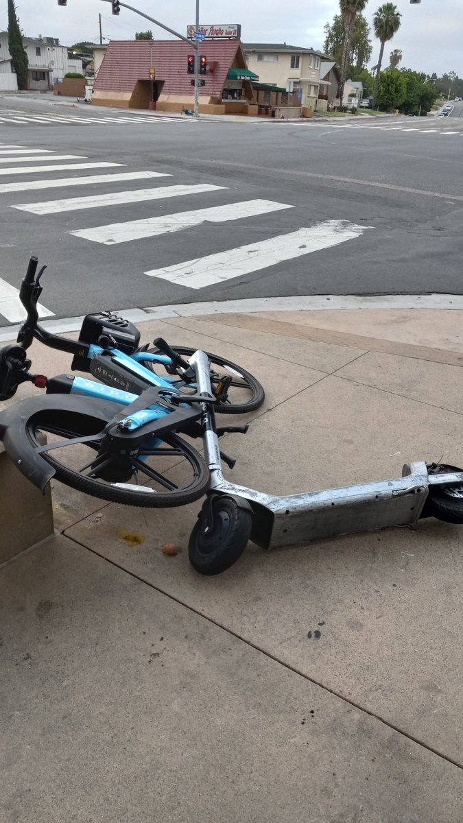 PCDan76's tweet photo. @BirdRide @GoogleARVR Working so good in San Diego...What a joke. These were taken 3 days ago at San Diego State University where your product trashes our campus. #sdsu #cityofsandiego https://t.co/LWZh08nKYX