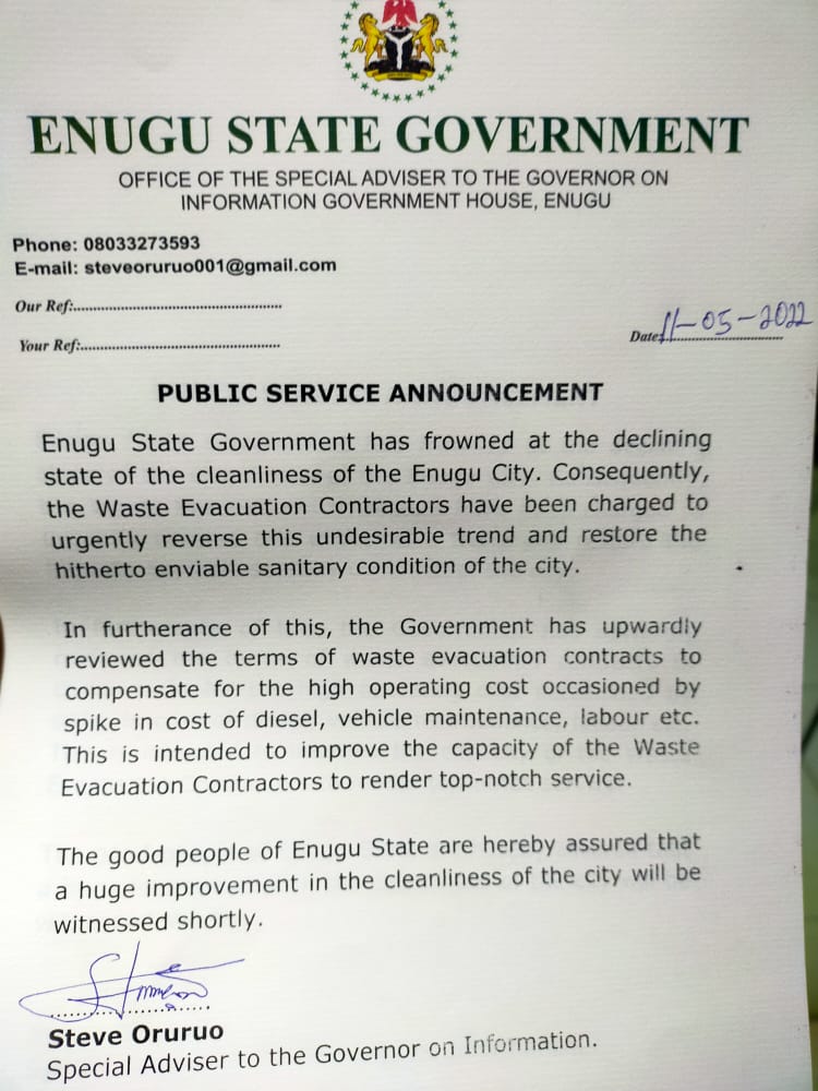 GovUgwuanyiNews's tweet photo. #Diesel hike: #Enugu State government increases #waste evacuation contracts’ #budget to enhance cleanliness @Coal__City

…Charges contractors to restore city to its enviable sanitary condition

…Assures residents of improved service @Coal_City
Open link
https://t.co/mXHjSXW256 https://t.co/TCqcS7nwHK