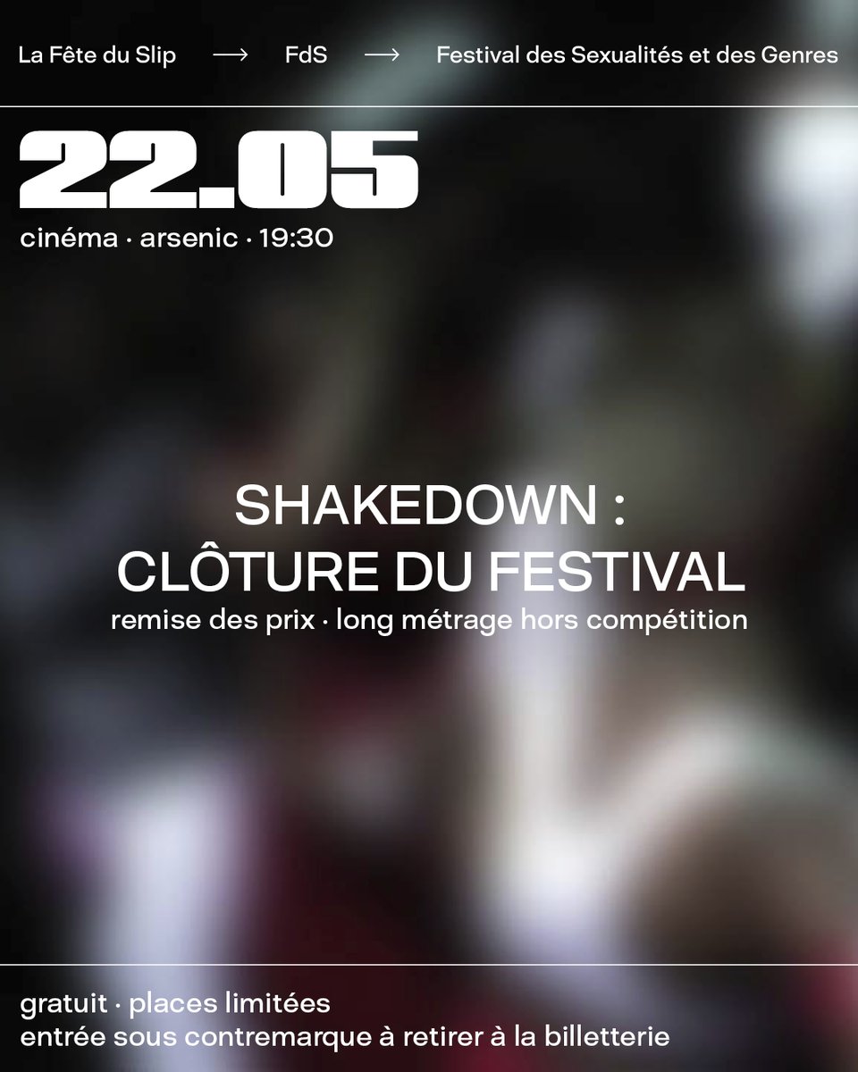 FdSfestival's tweet photo. Shakedown, Leilah Weinraub (USA) · 2018 · V.O. anglais sous-titré FR · 1h11

🚨  Clôture du festival &amp; remise de prix! 🚨

📍 @arseniclausanne 
Dimanche 22.05 · 19:30 - 7:30PM 

🔥 FREE 🔥 -  Place limitées · entrée sous contremarque à retirer à la billetterie. https://t.co/WxKe4l3sVs