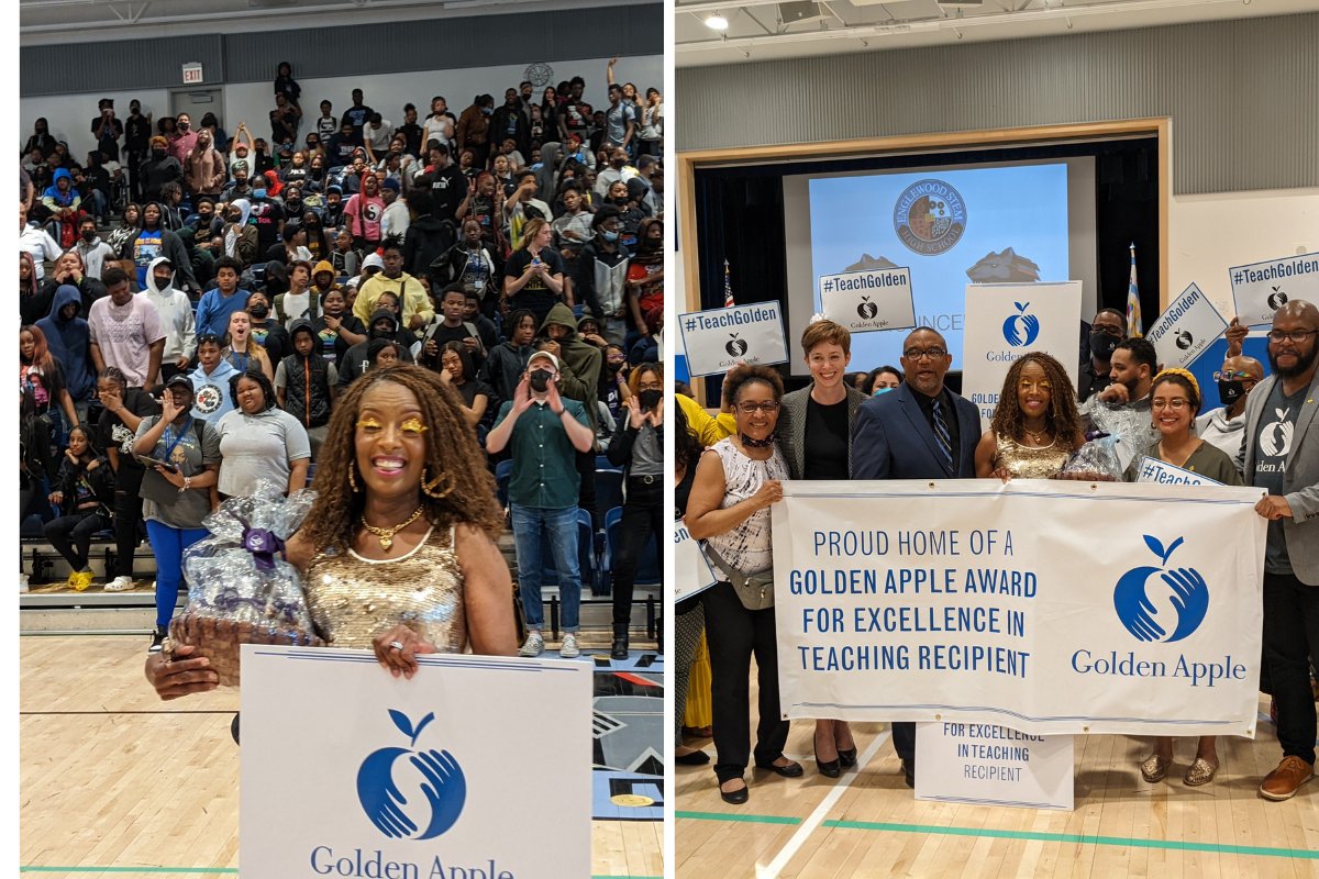 Golden Apple (@teach_golden) on Twitter photo Sharon Ponder-Ballard… you are GOLDEN! We surprised Sharon at <a href="/newEnglewoodST1/">Englewood STEM High School</a> with a 2022 Golden Apple Award for Excellence in Teaching today! #TeachGolden Sharon Ponder-Ballard… you are GOLDEN! We surprised Sharon at <a href="/newEnglewoodST1/">Englewood STEM High School</a> with a 2022 Golden Apple Award for Excellence in Teaching today! #TeachGolden