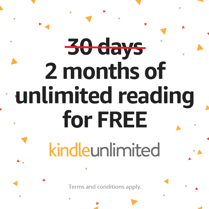 AmazonKindle's tweet photo. For a limited time, get 2 months of Kindle Unlimited for free! Enjoy unlimited reading and listening on any device.