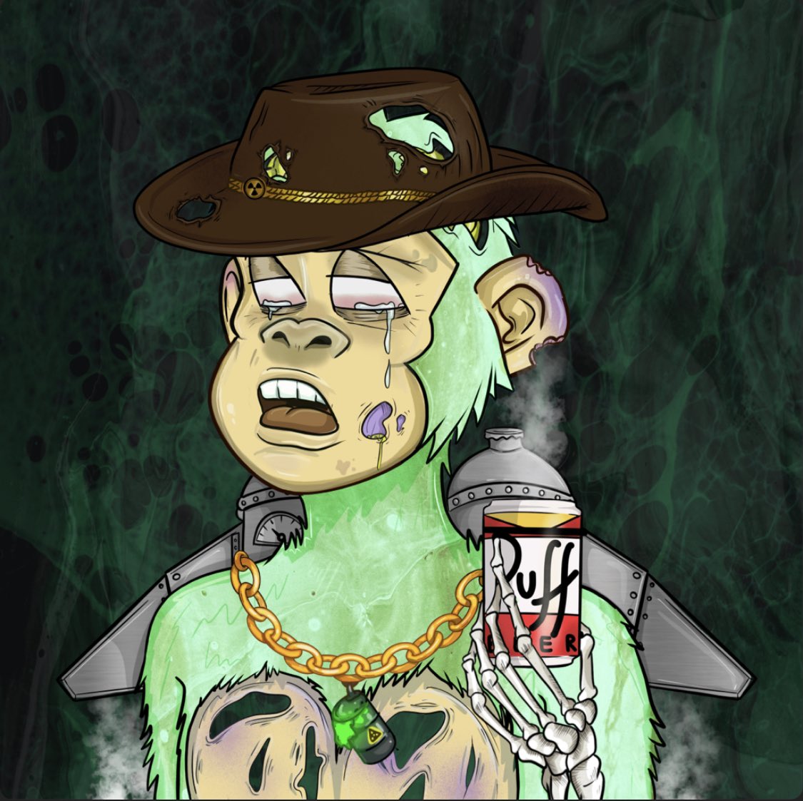 bootlegbryan's tweet photo. So happy to join the @StonedApeCrew family! I LOVE this Nuked Ape☣️ Puff Puff💨 #NFTCommunity #NFTs #SolanaNFT #newpfp https://t.co/Av2b2pJaKP