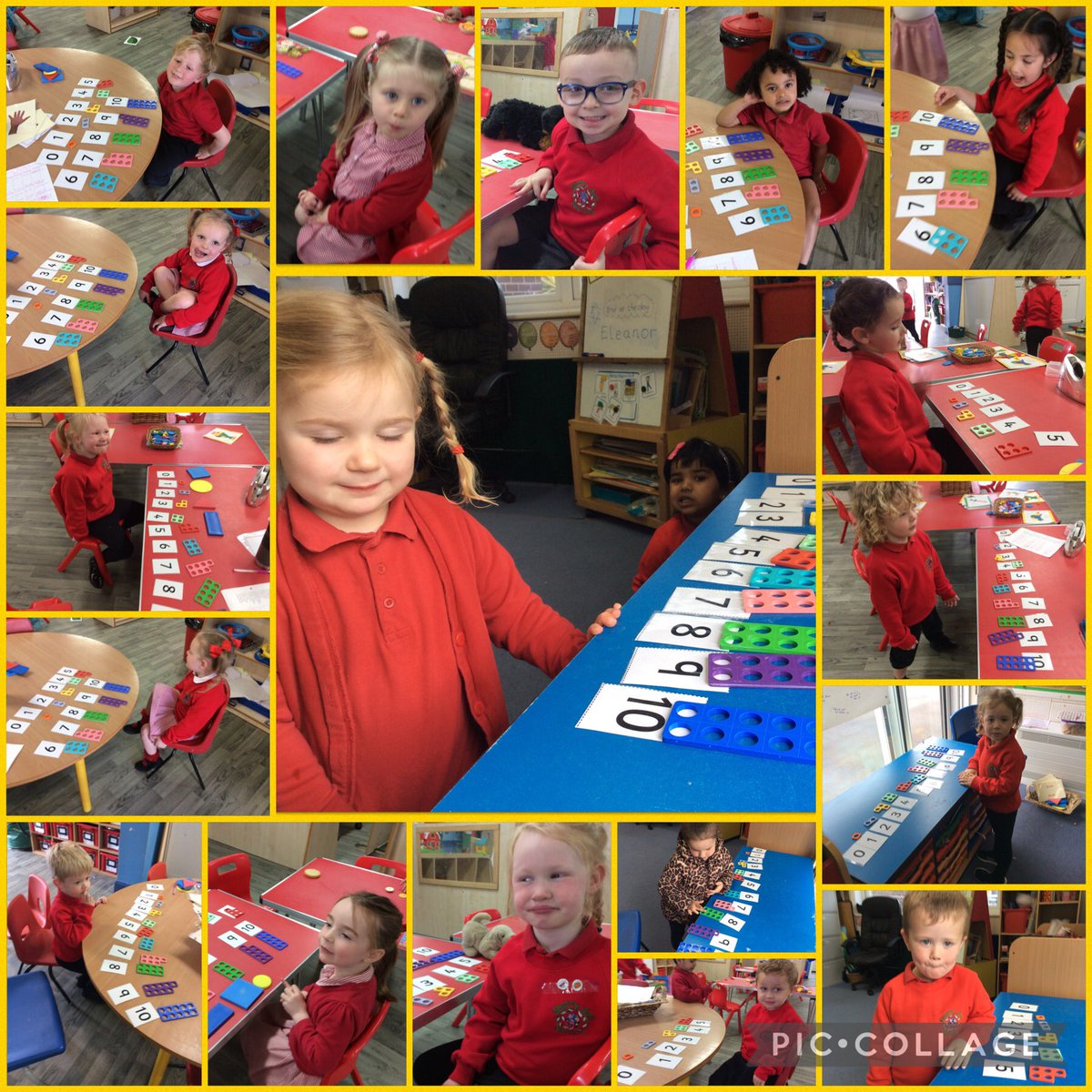AshKnotty's tweet photo. In nursery, have been ordering numbers to 5 or 10 and then matching the numicon to the number.
#diddymaths
#numicon 
#EYFS https://t.co/DM5Pexh4hA