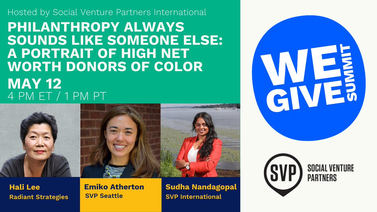 Don't miss our Network Learning session: Philanthropy Always Sounds Like Someone Else: A Portrait of High Net Worth Donors of Color with <a href="/HaliLeeNYC/">Hali Lee</a> <a href="/emikoatherton/">Emiko </a> and <a href="/nsudha/">Sudha</a> tomorrow at 1 pm PT/4 pm ET!