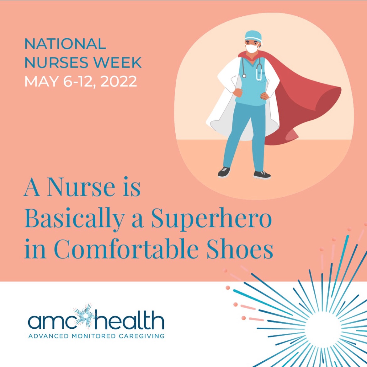 AMCHealth's tweet photo. AMC Health is thanking all of our SUPER nurses who provide care to those we love! Happy National Nurses Week!
#AMCHealth #AMCares #ThankYou #ThankANurse #NationalNursesWeek #Nurses https://t.co/3RTMhOqtrG