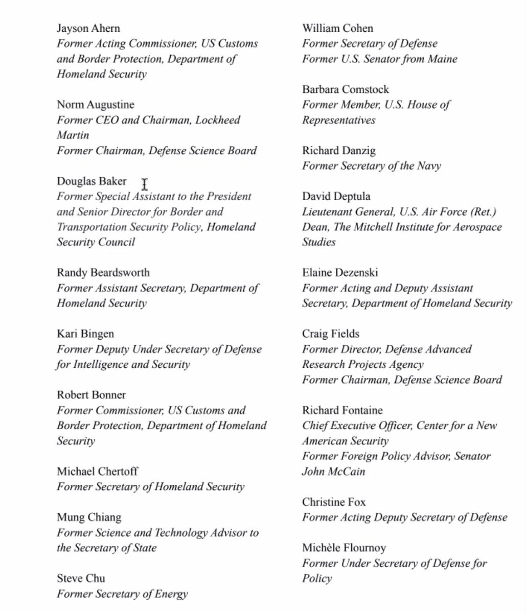 Take a look at who signed this letter. Majority who worked for the Department of Defense and Department of Homeland Security. These are the same folks who promoted invasion of Iraq and the continued war in Afghanistan that turned into a $3T waste.