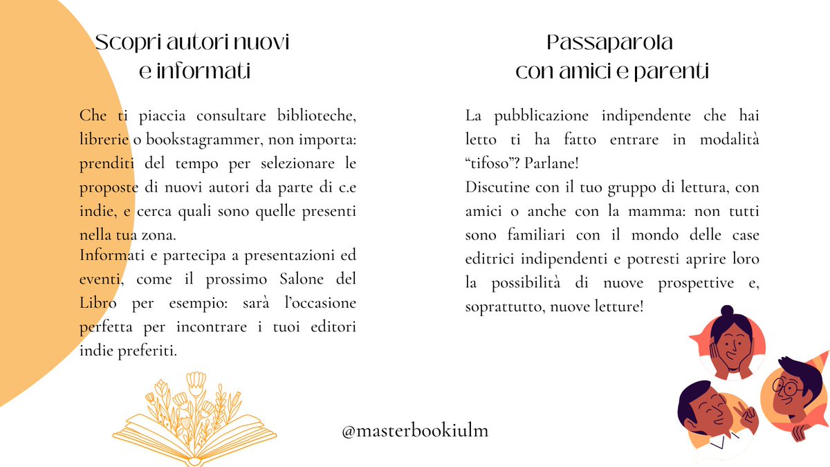 Buona metà settimana e bentornati a “Come si fa?”.
Volete sapere come fare per poter essere d’aiuto alla vostra c.e indipendente di fiducia? Allora date un’occhiata a quello che abbiamo da dirvi e prendete nota!

#comesifa #casaeditrice #masterbook #iulm