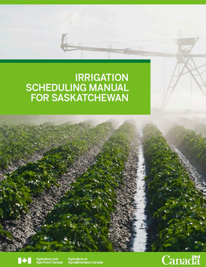 AafcEvan's tweet photo. Hot off the press.  Irrigation Scheduling Manual for Saskatchewan.  Available online at: https://t.co/u4nz0P3fdL
Thanks to @ErlSv and @irrigationsk for partnering on this project! https://t.co/KcuuhT48hu