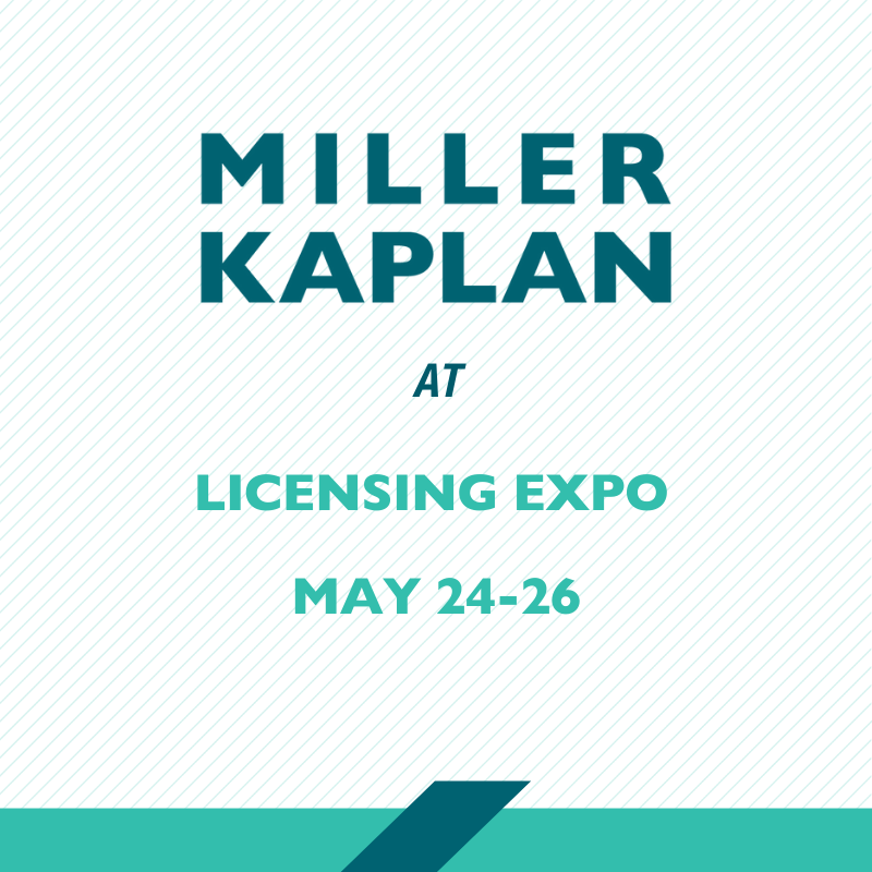 Miller_Kaplan's tweet photo. #LicensingExpo is almost here! Our team of #licensing &amp; #royalties experts will be there – and only have a few meeting slots still available. Contact us if you’d like to discuss your next royalty audit options. 

#ItsMoreThanJustNumbers #MillerKaplan https://t.co/xB12wCzvxU