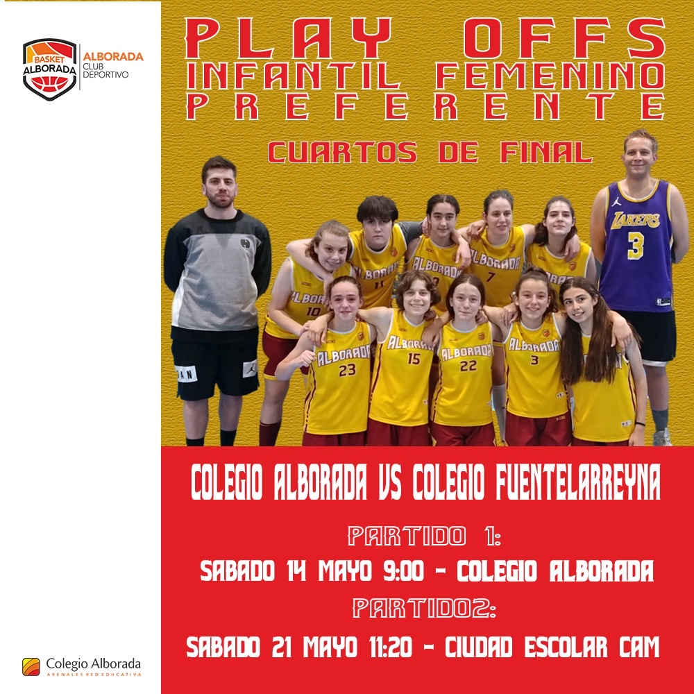 Te esperamos este sábado a las 9:00 animando al infantil femenino!! 
No te lo puedes perder, cuartos de final contra Fuentelarreina! 

#somosalborada #basketsoborada