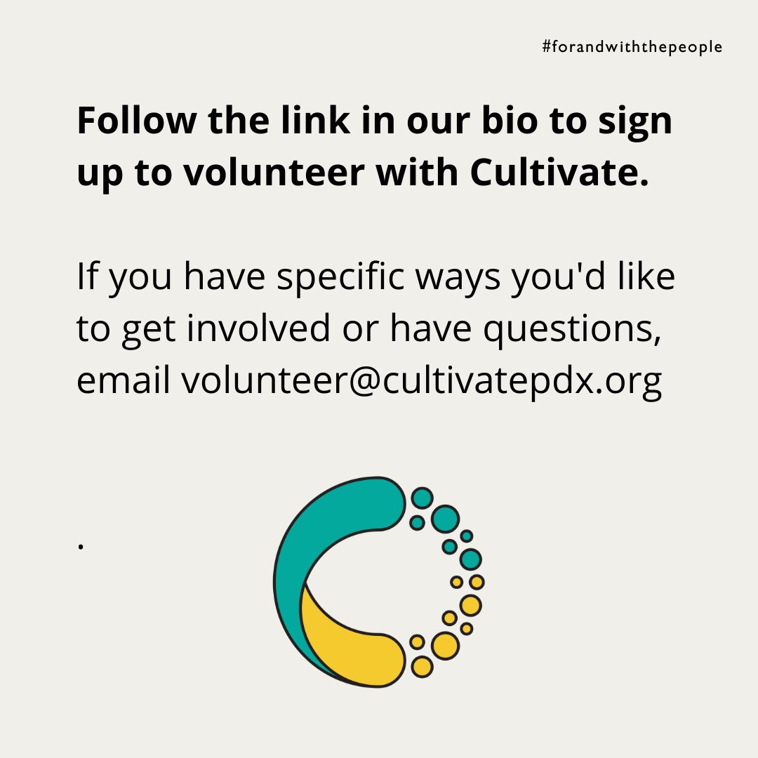 cultivatePDX's tweet photo. We believe that empowering our neighbors requires a community approach, and you are invited to join us in that effort.
๐ค
There are recurring and one-time volunteer opportunities. Follow the link in our bio to learn more and sign up!
#volunteer #volunteering #forandwiththepeople https://t.co/KXuy5EbqVC