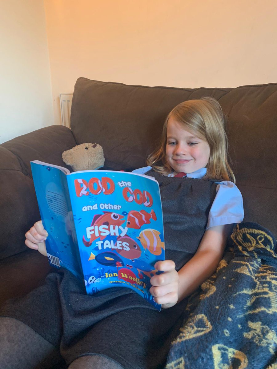 Quizbritain's tweet photo. When my beautiful grand daughter Maggie wants to read my first ever book for kids, you know your efforts have been worthwhile. Hopefully ridding our seas of plastic will get through to our future generation with Sammy the swordfish. #RodtheCod #ChildrensBooks #WorldBookDay2022 https://t.co/KkWwzAk4Eo