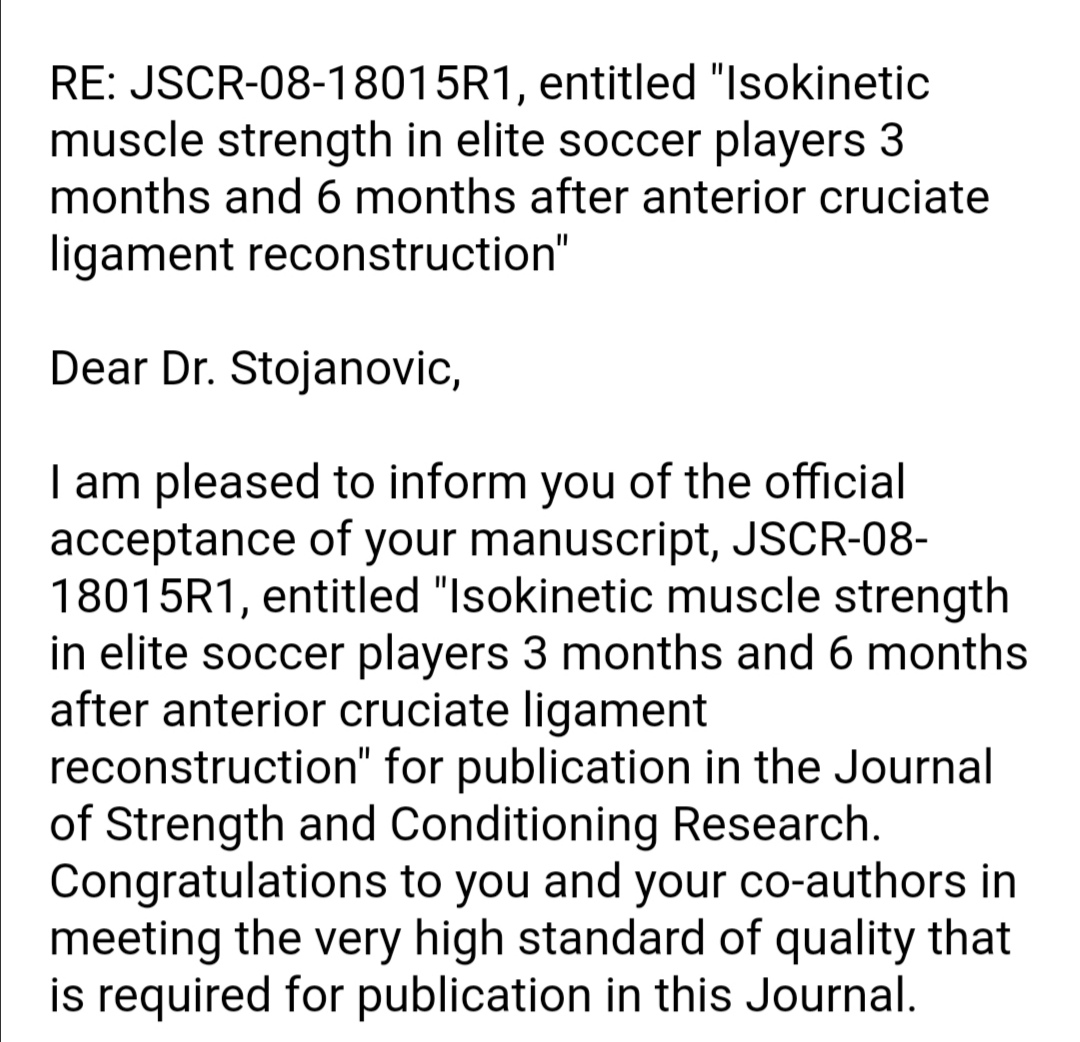 EmilijaFMS's tweet photo. Happy to see this one accepted! An awesome team effort on this one! Andreja Milutinovic, @OliverFaude @OptimumSportNis Vladimir Jakovljević, Milinko Dabovic https://t.co/S9o17CeUOM