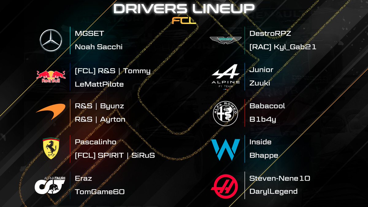 Voici les lines-up 👬des #FCLgold 🟨et #FCLplat 🟦 pour cette saison 6 #FCLseries !