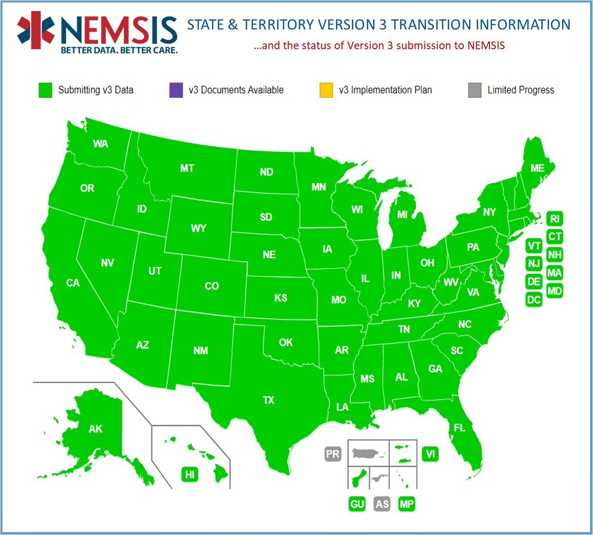NEMSISTAC's tweet photo. Thank you to the Delaware Department of Health and Social Services, Office of EMS and Preparedness, for joining the #NEMSIS #GoGreen initiative. Delaware has successfully implemented the NEMSIS standard and contributes ePCR data to the National EMS repository.
#EMS #emsdata https://t.co/cMEWFTVGiC
