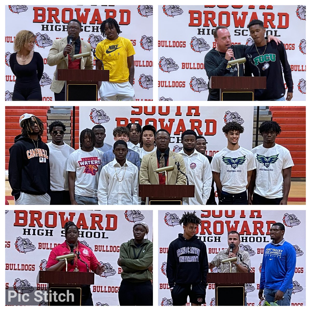 BCPSDirector's tweet photo. SBHS had 18 Scholar Athletes sign for Football, Flag Football, Basketball, Volleyball, &amp; Soccer! What a great afternoon with our signees, parents &amp; ALL athletes so they can see what’s possible. Yes! We Can! We are…#SOUTHBROWARD!❤️💛 @SBHSBulldogAth @BCAA_Sports @SBHSClass_2022 https://t.co/9gCTsPKbBx