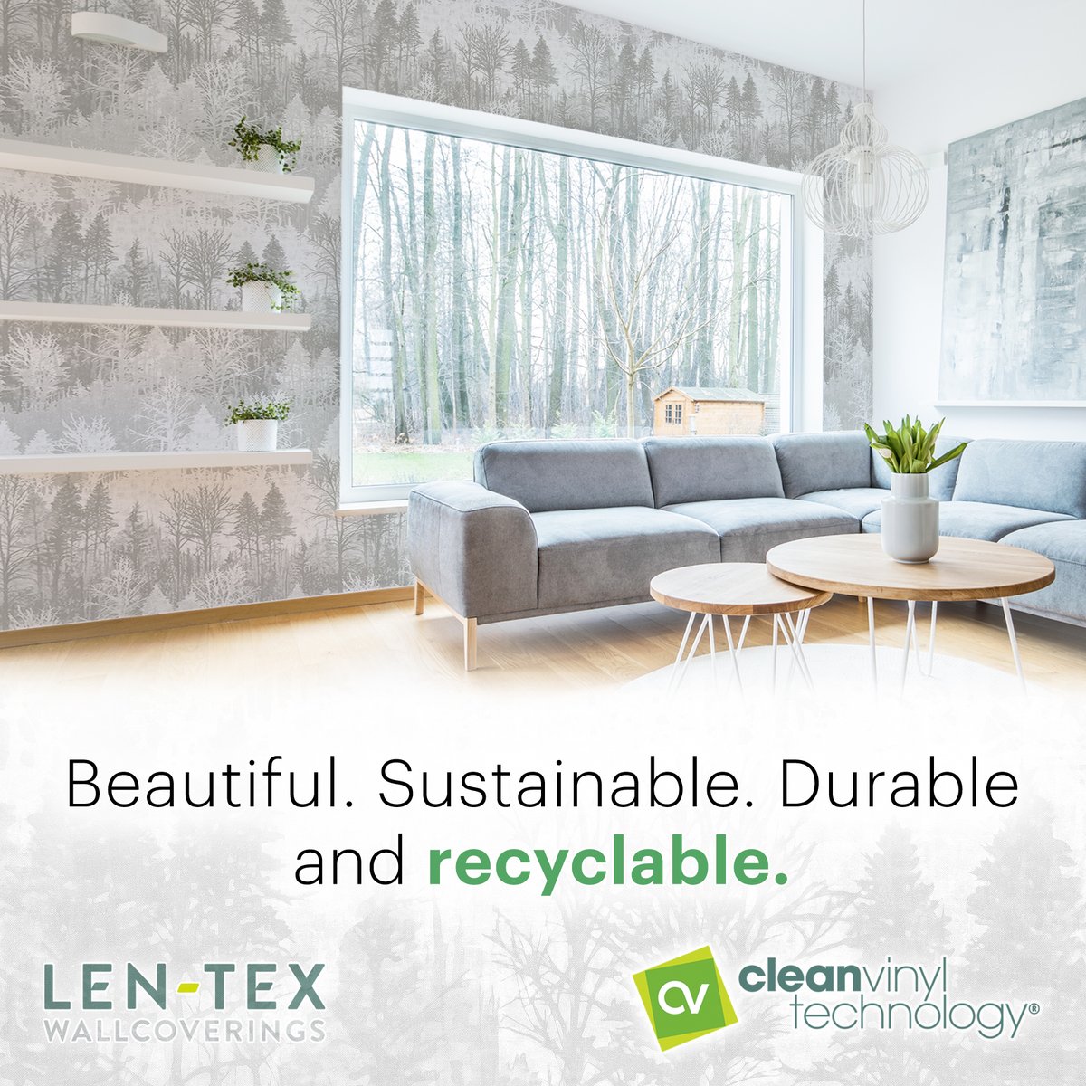 LenTexCorp's tweet photo. Beautiful. Sustainable. Durable + 𝗿𝗲𝗰𝘆𝗰𝗹𝗮𝗯𝗹𝗲 ♻️
#wallcoverings #vinylwallcovers #wallpaper #recycle #recyclable #recyclingprogram #sustainability #design #interiordesign https://t.co/WLAXWD4dFv