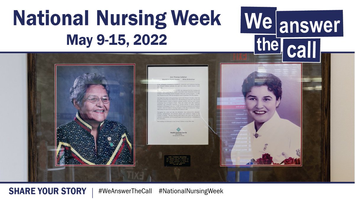 The legacy of #Manitoba nursing can be found in the story of Ann Thomas Callahan RN, BA, MA, Wapiskisiw Piyésís Iskwéw (White Birdwoman).

#NationalNursingWeek: @hsc_winnipeg's First Indigenous Nurse 
ow.ly/KLW650J4BN5 

#NationalIndigenousNursesDay