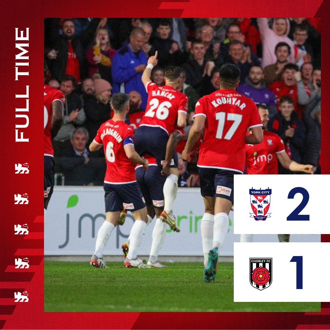 YorkCityFC's tweet photo. WE ARE THROUGH TO THE SEMI-FINALS OF THE PLAYOFFS!

#YCFC 🔴🔵 https://t.co/HI4HPdHiH2